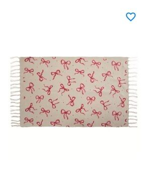 Hobby Lobby Cream and Pink Bow Woven Fringed Rug, Spring 2026